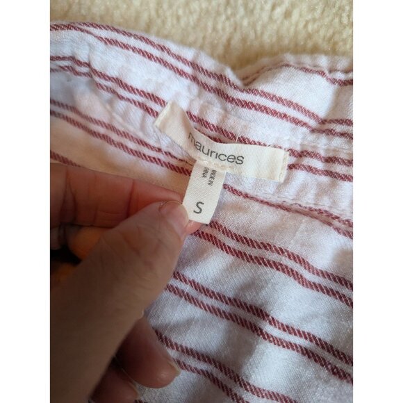 Button pocket stripe distressed tops Hollister American eagle aerie maurices - Picture 3 of 7